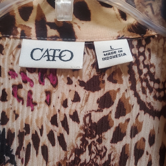 Cato Ribbed Floral Button Up Women's Top Lg - Picture 6 of 9